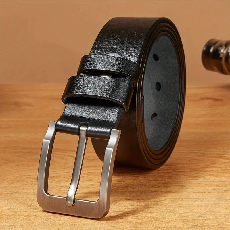Cinto Liso Largo de Luxo Alta Qualidade Couro Genuíno e Fivela