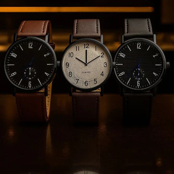 Relógio Premium Analógico em Couro Casual