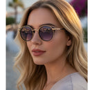 Óculos de Sol Redondo Cerca Metal UV400 + Case