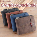 Carteira em Couro com Zíper Multifuncional