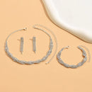 Conjunto Joias Diamante Elegante em Espiral - Brincos + Colar + Anel