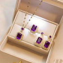 Conjunto Joias Emerald Strass - Brincos + Colar + Anel