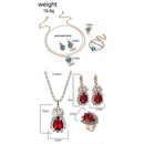 Conjunto Joias Gota D'água Rubi - Brincos + Colar + Anel